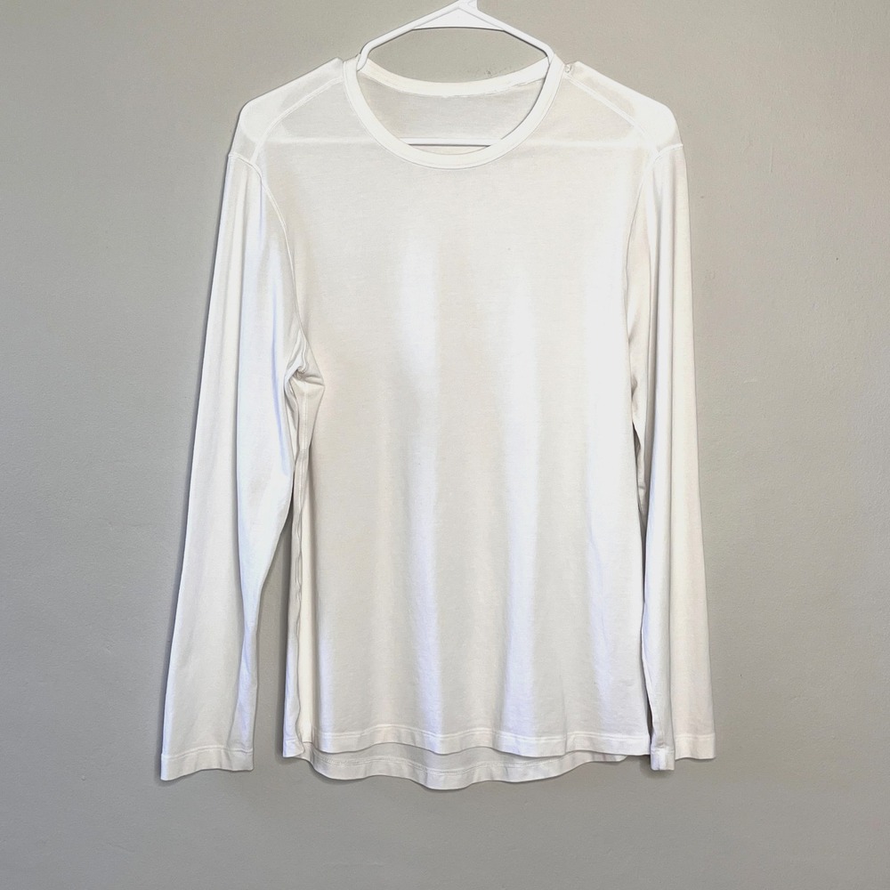Lululemon Long Sleeve‎ T-Shirt Mens M White Pullover Athleisure Workout Layer